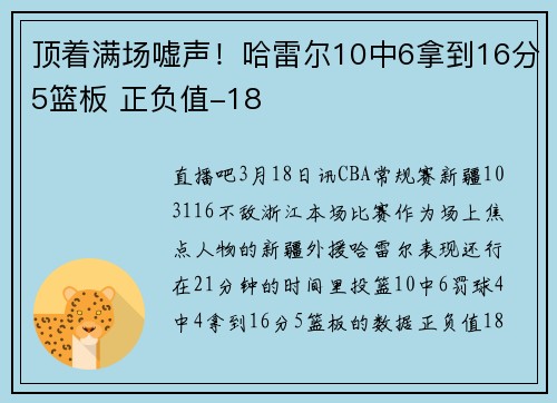 顶着满场嘘声！哈雷尔10中6拿到16分5篮板 正负值-18